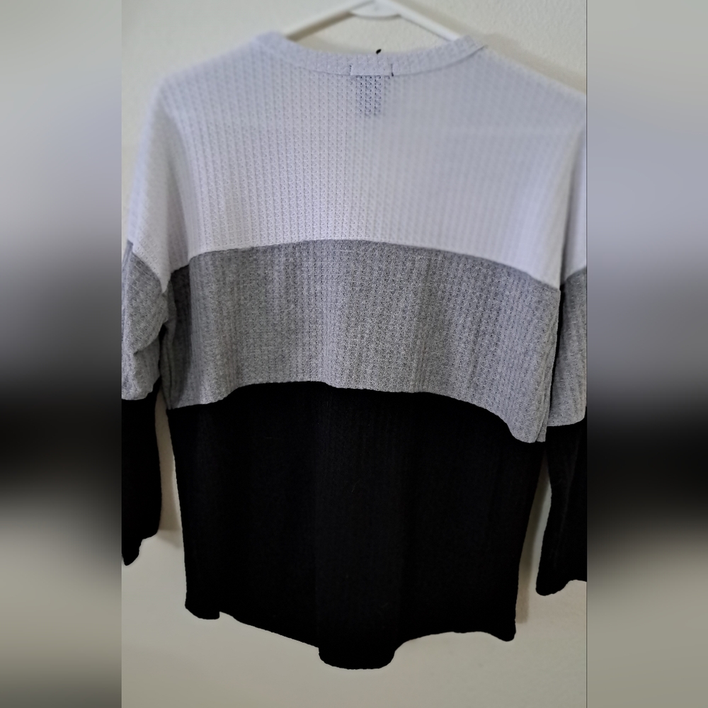 Justify Striped Colorblock Button Front Knit Ther… - image 7